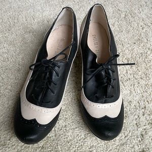 Chelsea Crew Black & White Wingtip Spectator Pumps